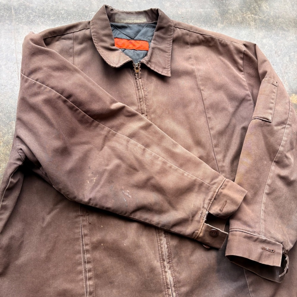 Red Kap Work Jacket Mens XL Brown Quilted Lined Full Zip Utility JT50BN8 Vintage - Picture 2 of 6